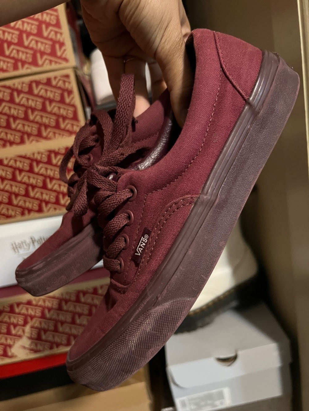 Vans Burgundy Canvas Low-Top Sneakers